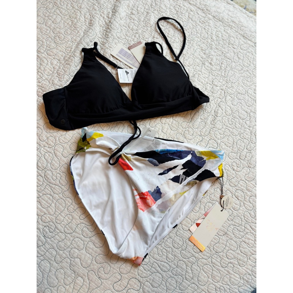 Calia Womens Medium Bikini Set Abstract Mid-Rise Bottoms‎ Size Medium